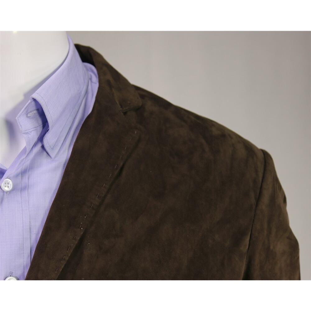 Neiman-Marcus Mens Brown Suede Leather w/ Cotton Lining Blazer Jacket XXL - Picture 4 of 10